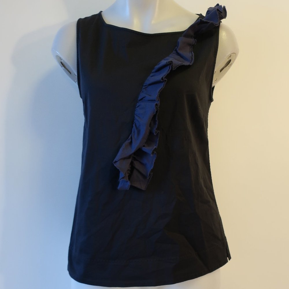 Womens Gugliel Minotti Dark Navy Blue Sleeveless Ruffled Tank Top 42 US/6 *